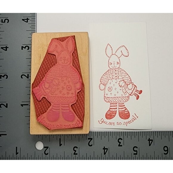 Peace Creek Collections Rubber Stamp Primitive Americana Country Bunny Rabbit Do - Picture 2 of 3